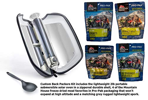 GoSun Go – Backpacker’s Rugged Sun Oven Solar Grill Cooking Kit (with 4 Select Mountain House Pro-Pak Meals and Rugged Spork)