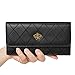 ALALEI Womens Leather Clutch Crown Wallet Long Trifold Organizer Wallet Credit Card (Black)