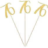 Gold Glitter 76th Birthday Centerpiece Sticks, 12-Pack Number 76 Table Topper Anniversary Party Decorations