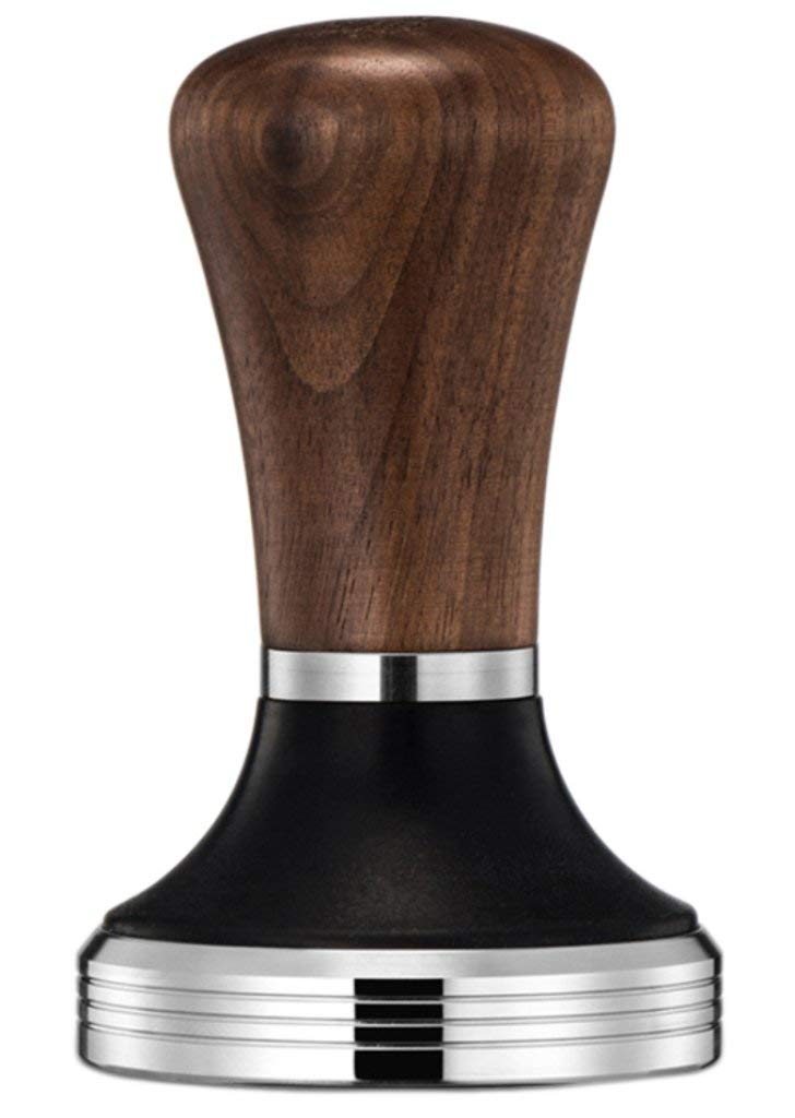 Diguo Elegance Wooden Coffee Tamper with Height Adjustable Handle for 53mm Portafilter - Stainless Steel Flat Barista Espresso Tamper