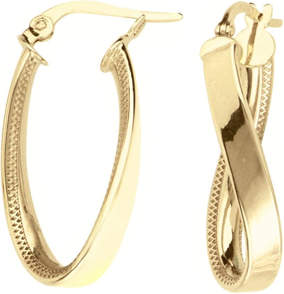 14k Yellow Gold Figure Eight Infinity Loop Hoop Earrings