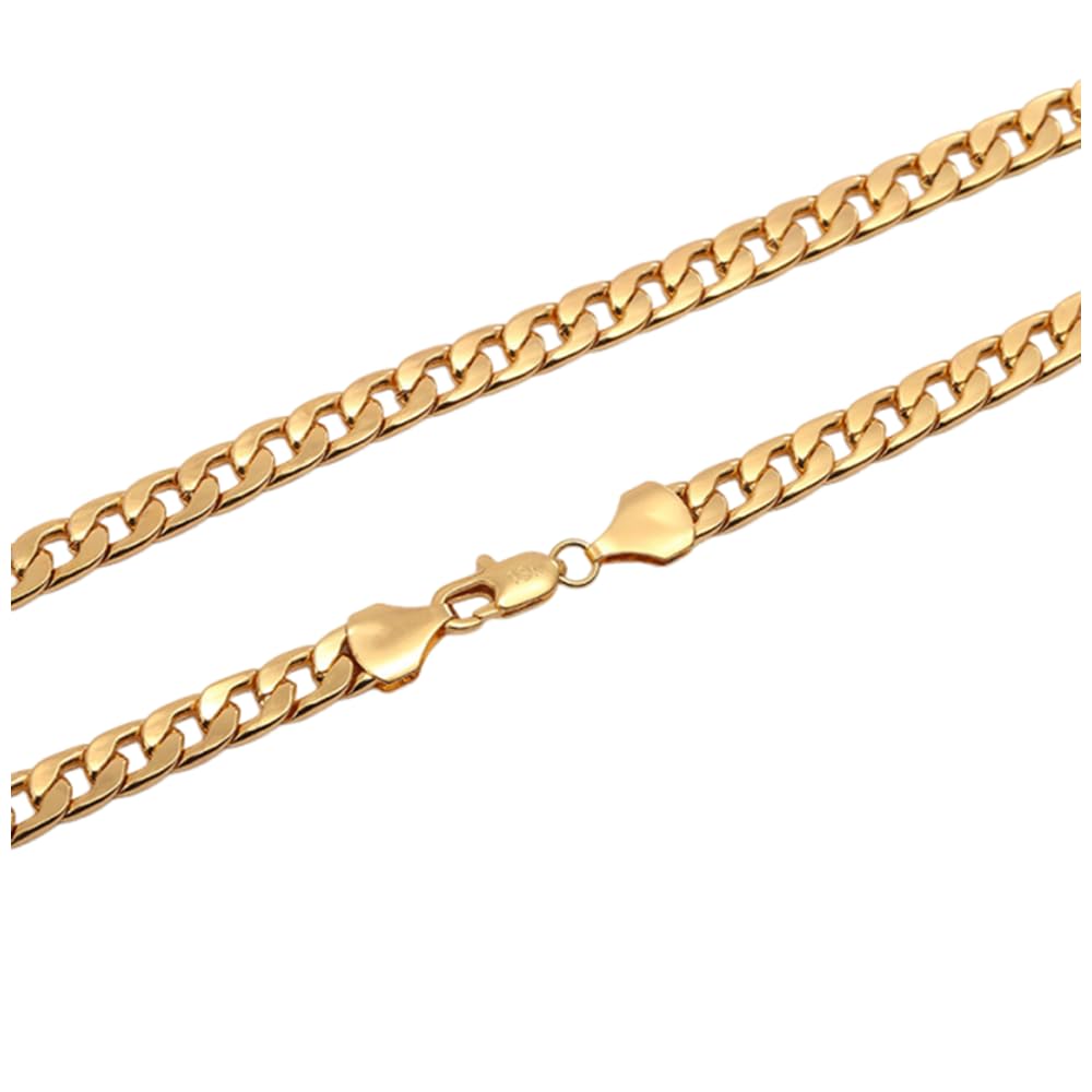 Photo 1 of Gold Necklace for Women and Men 14K Chunky Gold Chain Necklace Cuban Link Chain Choker Layered Dainty Trendy Fashion Simple Necklaces Jewelry for Women Men-6mm 22in