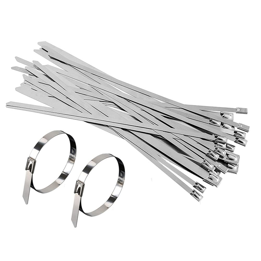 SyiXute 30 PCS Stainless Steel Cable Ties,4.6 * 200mm Metal Zip Ties,Marine Grade Metal Tie Wraps for Electricity,Computer Multi Purpose Exhaust Wrap,Coated Locking Cable