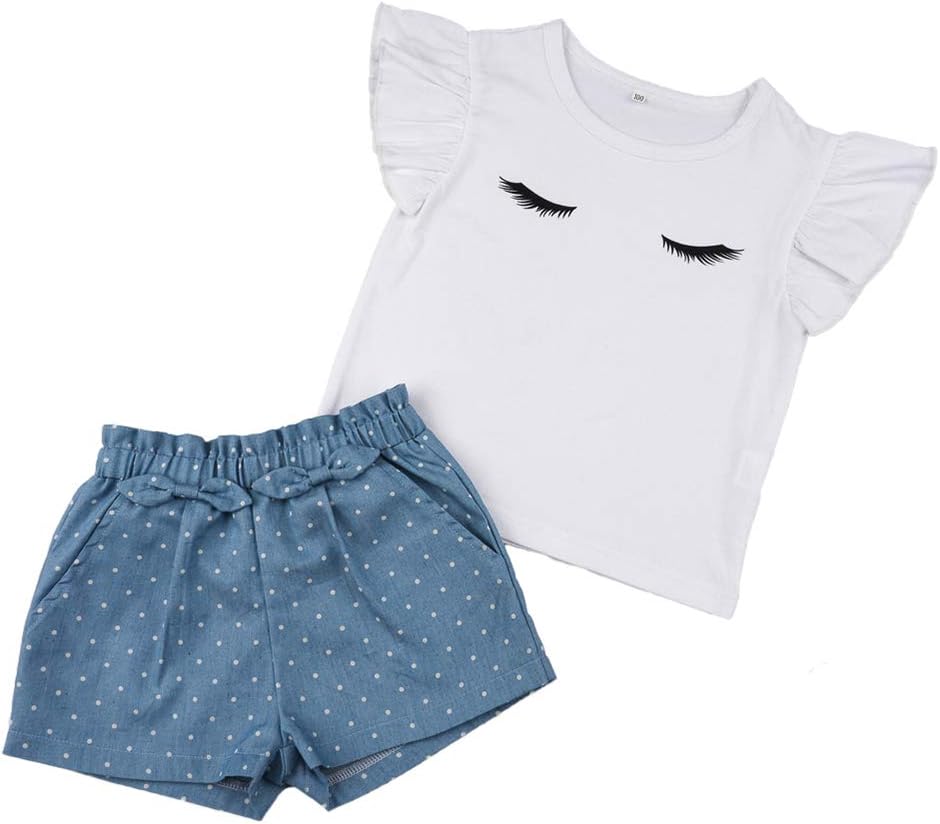 Toddler Baby Girls Clothes Ruffle Tops Floral T Shirts Shorts Pants Outfit Set for Girls Kids
