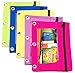 Pencil Pouch (5 Pieces) for 3 Ring Binder with Clear Window, Bright Green, Yellow, Blue, Pink, Purple