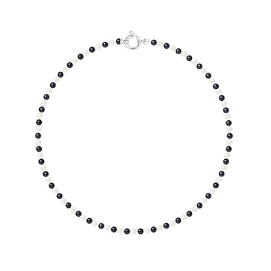 Pearls & Colors Damen Perlenketten 925_Sterling_Silber Silber Rund Perle - AM17-COL-AG-R45-AML-WHBL