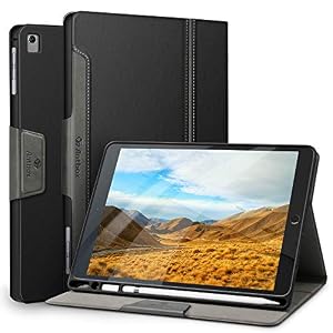 Image of Antbox iPad Case for iPad Pro 9.7/ iPad Air/iPad Air 2 with Built-in Apple Pencil Holder Auto Sleep/Wake Function PU Leather Smart Cover (Black)