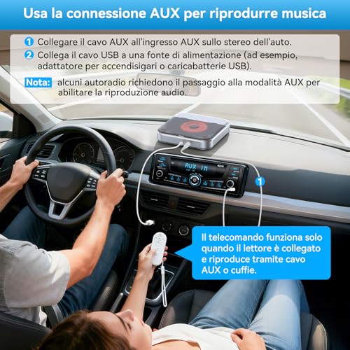 Car CD Player, CD Player for Car with USB Port and AUX Interface, External Car CD Player Compatible with Android Car Radio, External CD Drive with USB to Type-C Port