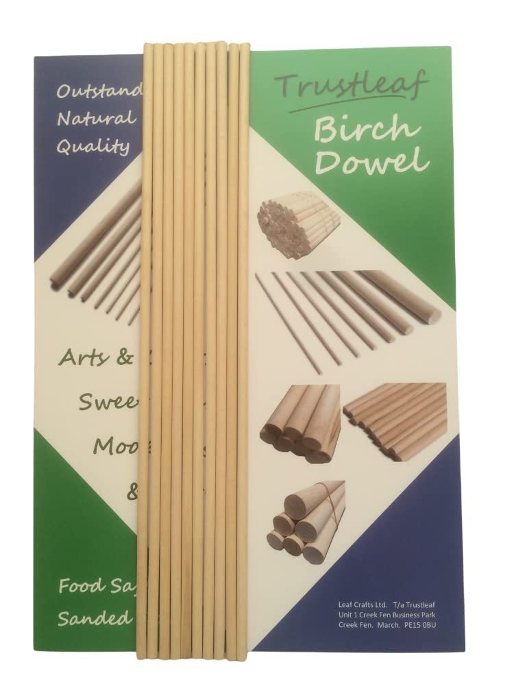 Trustleaf 5mm x 30cm Birch Hardwood Wooden Dowels (10 Dowels)