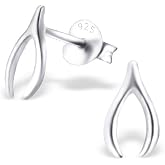 925 Sterling Silver Small Wishbone Stud Earrings 22690