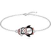 Fenthring Penguin Bracelet for Women Christmas Bracelet Sterling Silver 925 Penguin Jewelry Cute Birthday Friendship Holiday Gifts