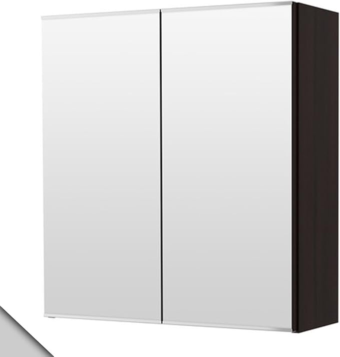 IKEA - LILLÅNGEN Armario Espejo con 2 Puertas, Negro-Marrón ...