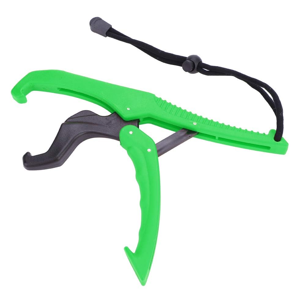 Alomejor Floating Fishing Gripper Gear ABS Fish Lip Grip Pliers Fish Clamp with Adjustable Rope(L-Green)