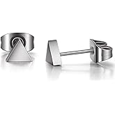 LOSTERLO Pure Titanium Geometric Triangle Stud Earrings Brushed Finished Nickel Free Hypoallergenic Party Daily Jewelry