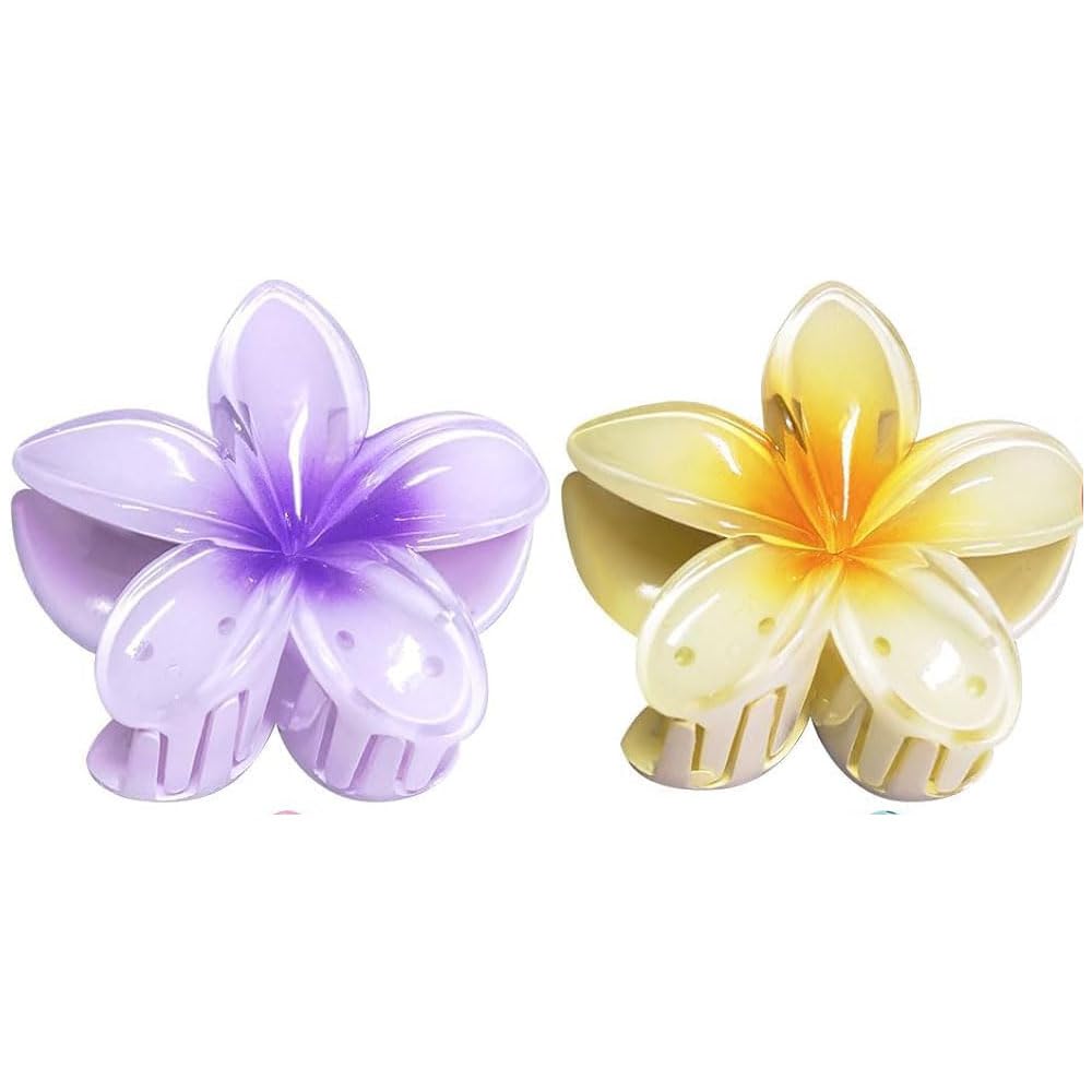 Flower Hair Clip,2 PCS Nonslip Flower Claw Clips Hawaiian Claw Clip Hair Grips for Medium Thick Hair Hair Claw Clips for Women and Girls