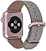JSGJMY Compatible with Iwatch Band 38mm 40mm 42mm 44mm Women Men Genuine Leather Replacement Strap Compatible with Series 4/3/2/1 Sport Edition (Taupe with Rose Pink Clasp, 42mm 44mm M/L)