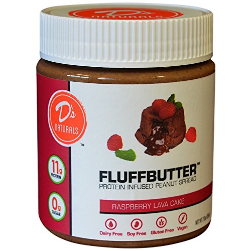 D's Naturals Sugar-Free Protein Infused Peanut Fluffbutter, Raspberry Lava Cake, 10 Ounce