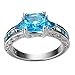 Rongxing Jewelry Aquamarine birthstone Wonderful Womens White Gold Filled Engagement Rings Gifts Size 10