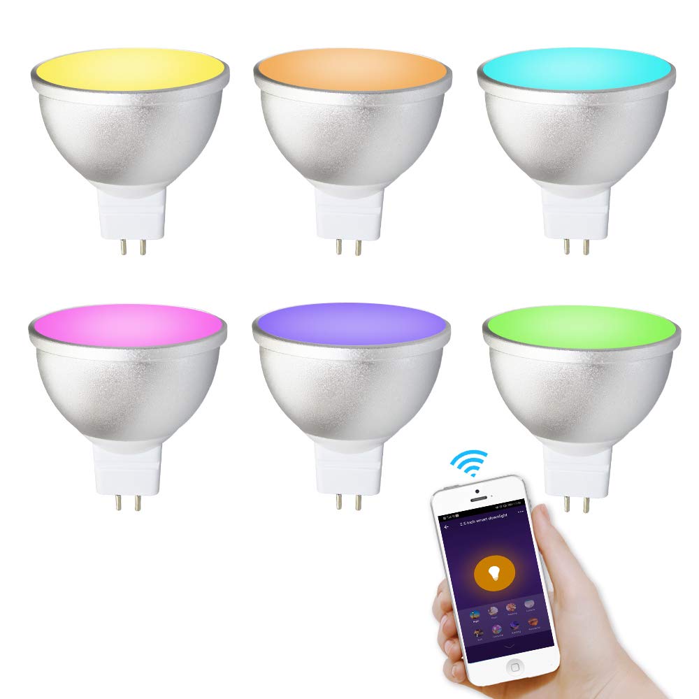 BENEXMART Gu5.3 LED Bulb MR16 12V WiFi Alexa Google Home Assistant IFTTT Tuya Smart Life APP Remote Control RGB LED Light Dimmer Lamp (6 Pack)