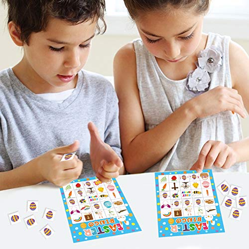 Easter Bingo Game for Kids, Yoklili Easter Egg Bunny Game Cards Party Favors Supplies for Children Adults Classroom, 24 Players
