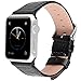 2 Colors Compatible Apple Watch Bands 38mm, Fullmosa Bamboo Calf Leather Compatible iWatch Band/Strap with Stainless Steel Clasp Compatible Apple Watch Series 1 2 3,Black