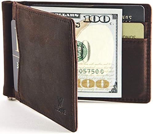 YBONNE Mens New Slim Wallet with Money Clip Front Pocket RFID Blocking Bifold Leather Card Holder Minimalist Mini Billfold Gift Box