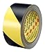 3M Striped Vinyl Safety Tape 5702, High Visibility Caution Tape for Lane and Floor Marking, Rubber Adhesive, 2 in x 36 yards, 5.4 Mil, 1 Roll - Black/Yellow