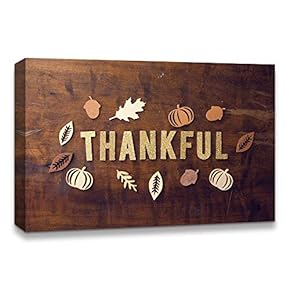 Canvas Wall Art Thanksgiving Day Theme Painting Artwork for Home Prints Framed - 12x18 inches