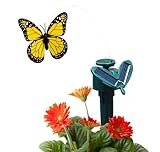 Fluttering Solar Battery Powered Butterfly with Ground Spike - Monarch Yellow