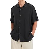 LUXSTITCH Men's Silk Button Down Shirts Short Sleeve Casual Tropical Holiday Hawaiian Shirts