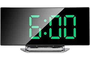 Digital Alarm Clock, LED Luminous Mirror Design USB Powered for Home Bedroom Office, with Snooze Function Wall Mountable