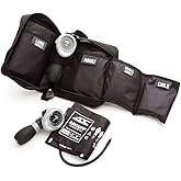 ADC Multikuf 732 4 Cuff EMT Professional Palm Aneroid Sphygmomanometer Kit | Includes 2-piece Adcuffs, Child, Small Adult, Adult &amp; Large Adult in Black (fits limbs 13-50cm), and multi-pocket case.