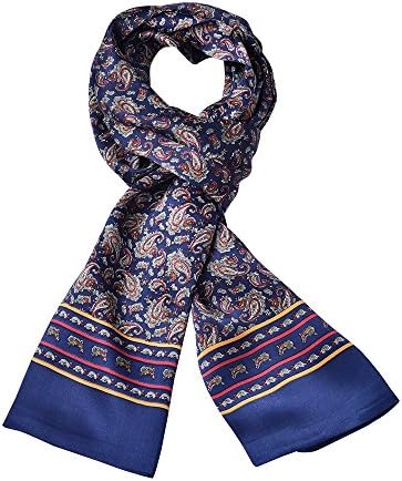 Men Silk Scarf Fashion Cashew Flowers Printing Double Layer Silk Satin Neckerchiefs