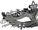 Coddsmz Couple Masquerade Metal Masks Venetian Halloween Costume Mask Mardi Gras Mask (Black+Black-Sliver)