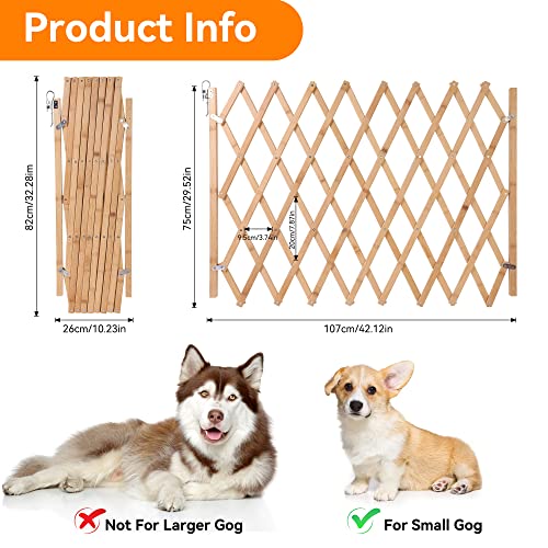 Hoomall Retractable Pet Gate Expandable Dog Fence Wooden Screen Door