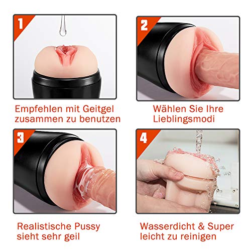 Masturbator Cup Realistische Muschi Automatische Masturbatoren Sexspielzeug für Männer mit 10 Vibrationsmodi Real Vagina 3D Strucktur Elektrische Masturbieren Mann Erotik Fondlove