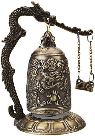 Raza China Buddhism Temple Brass Carved Statue Lotus Buddha Dragon Bell Clock
