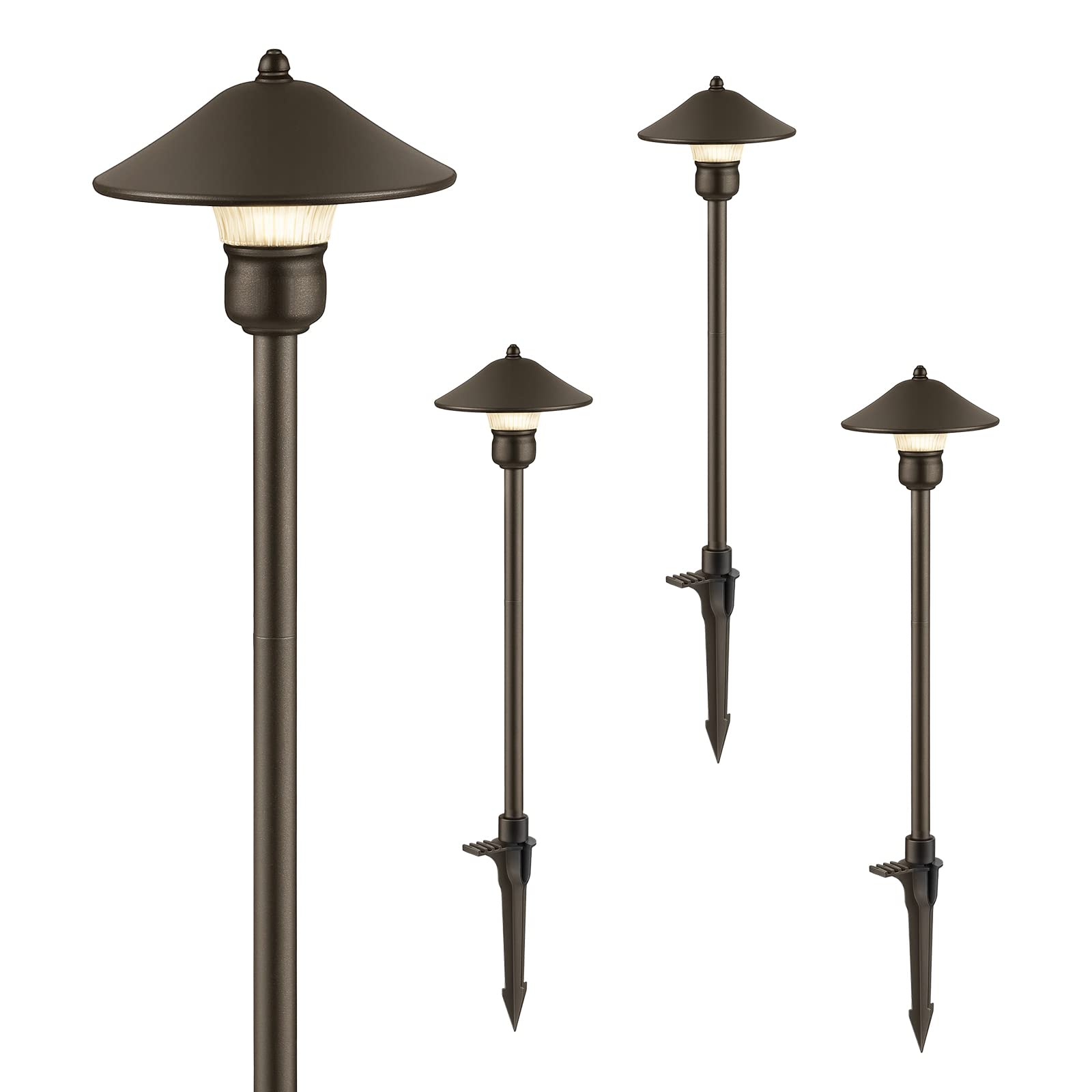 Photo 1 of EDISHINE Low Voltage Pathway Lights, 3W 150 LM 3000K 16.5“ Tall LED Landscape Lights, 12V AC/DC 50,000Hrs Waterproof Aluminum Housing Outdoor Landscape Lighting for Path, Yard, Garden