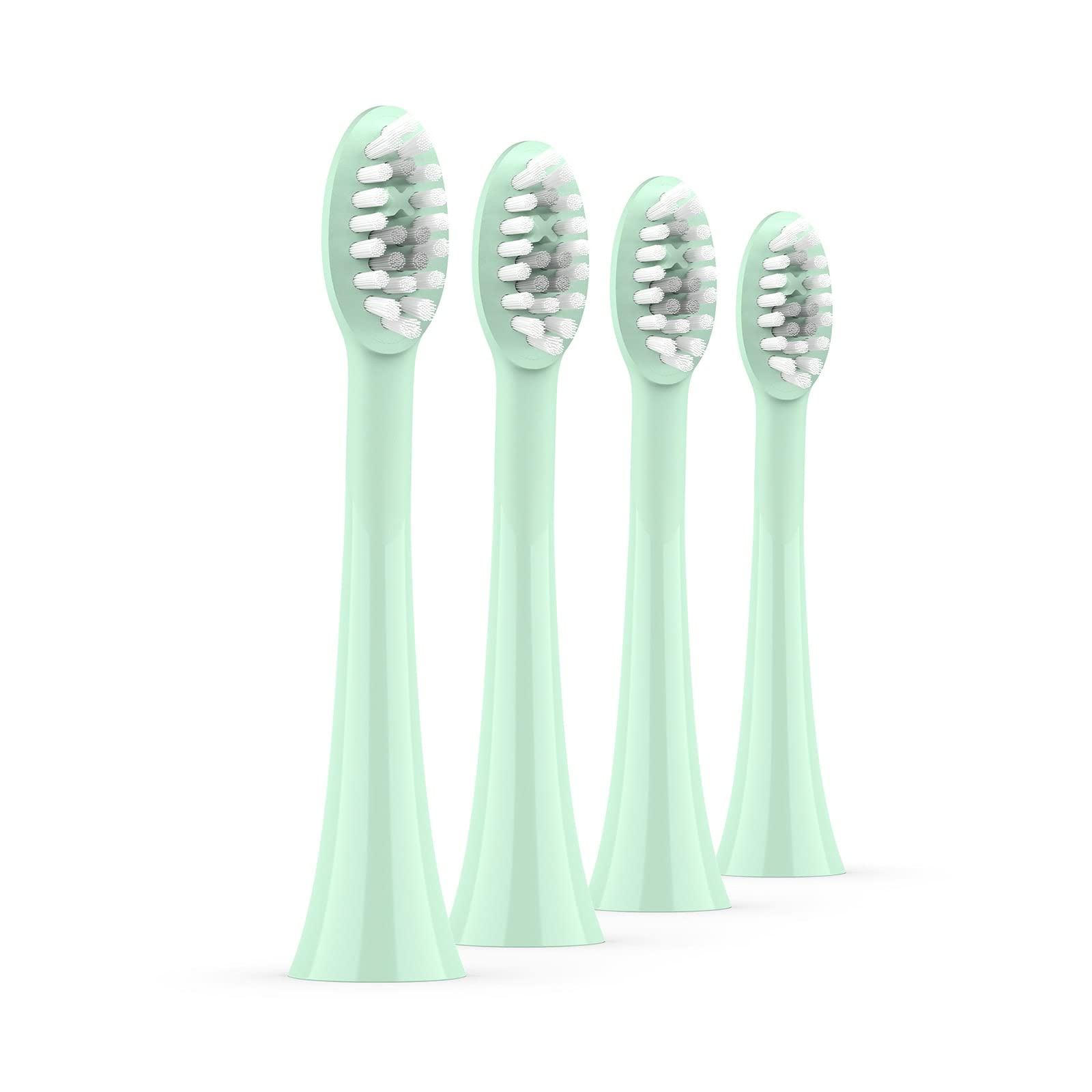 Ordo Replacement Sonic Toothbrush Heads with Pulse Technology for Teeth Cleaning, Plaque Removal, Silicone Polishing, Deep Clean Bristles, Adults, Pack of 4, Mint Green