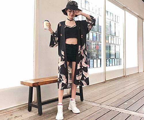 Japanese Kimono Yukata Kimono Cardigan Blouse Women Long Sleeve Cardigan Haori Traditional Kimonos,1,One Size