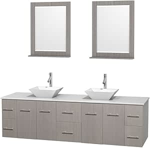 Wyndham Collection 80" Doble tocador de baño en Roble Gris, Blanco