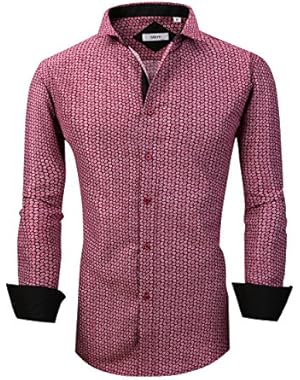 Mens Dress Shirts Casual Regular Fit Spread Collar Shirt