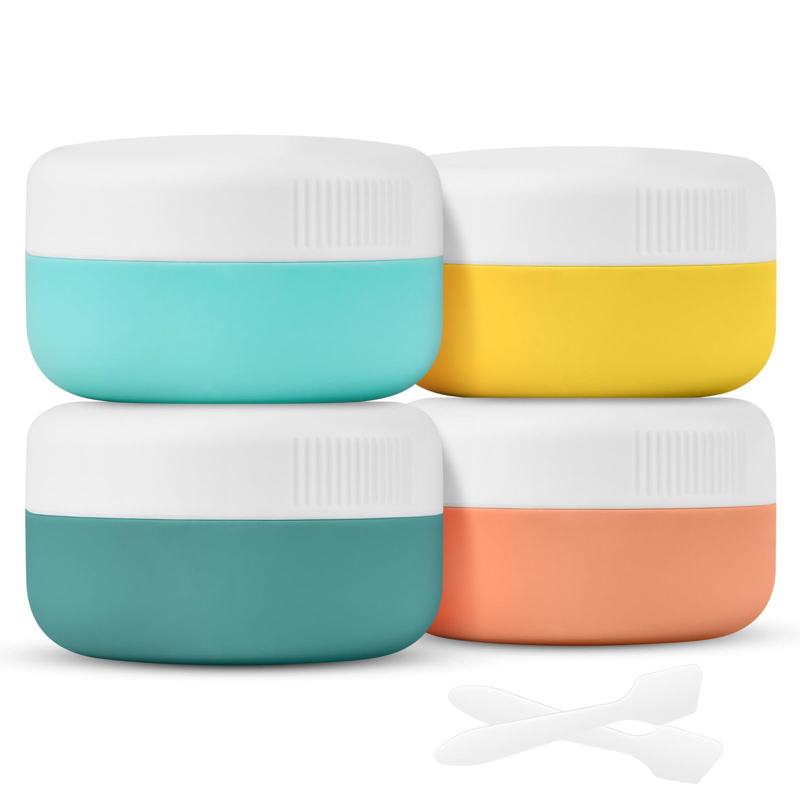HOTUT Travel Containers for Toiletries, 4 Pcs Silicone Cream Jars with Clear Bag and Spatulas Tool, 30ml BPA Free Leak-proof Travel Essentials Accessories with Lid for Cosmetic Face Body Hand Cream