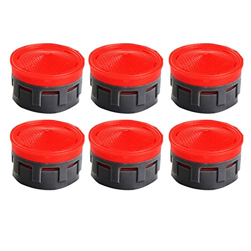 Ozzptuu 6 Pack Plastic Faucet Replacement Aerator Insert Faucet Filter Red - Thumbnail 6