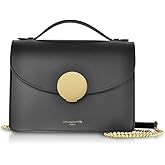 LeParmentier New Ondina Top Handle Shoulder Bag, Calf Leather, Gold Hardware, 8.5 x 6.3 x 3.5 inches