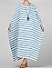 Mordenmiss Women's Cotton Linen Dress Stripes Plus Size Dresses Style 1-Blue-L