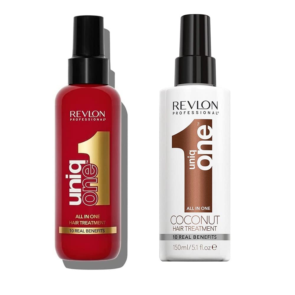 Revlon Professional UniqONE 2-Piece Leave In Conditioner & Hair Treatment Set, Vegan Formula (2 x 150ml) Classic & Coconut, Unisex