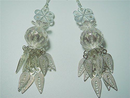 Lantern Earrings,999 Sterling Silver,Handmade,china,Miao silver.