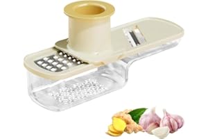 Garlic Grinder 3in1 With Stainless Steel Blades For Multiple Slicing Shredding Grinding Tasks, Food Safe BPA Plastic With Han