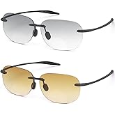 PEEPAI 2 Pairs Rimless Bifocal Reading Anti Blue Light UV Sunglasses Far and Near Dual Use Lightweight Eyewear for Men Women